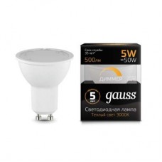 Лампа светодиодная LED 5Вт GU10-dim, MR16, теплый, диммируемая Gauss