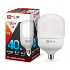 Лампа светодиодная LED-HP-PRO 40Вт 230В 4000К E27 3600лм с адаптером IN HOME 4690612031095