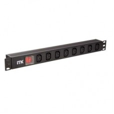 Блок розеток 8 мест PDU 19дюймов IEC320 C13 PH12-8C133 с LED выкл. алюм. профиль1U вход C14 без шнура ITK PH12-8C133