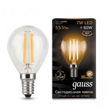 Лампа светодиодная LED 7Вт 230в, E14 Filament теплый шар Gauss