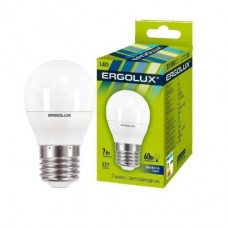 Лампа светодиодная LED-G45-7W-E27-6500K 172-265В Шар Ergolux 12877