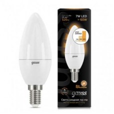 Лампа светодиодная LED 7вт, 230в, Е14, теплый, step dim, свеча Gauss