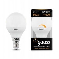 Лампа светодиодная LED 7вт, 230в, Е14, теплый, dim, шар Gauss