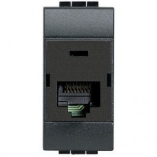 Розетка компьютерная LivingLight RJ45 STP CAT.6 IDC110 антрацит Leg BTC L4262C6S