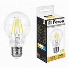 Лампа светодиодная LED 7вт Е27 теплый FILAMENT