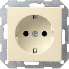 Розетка Gira System 55 Schuko с/з 16A 250V безвинтовой зажим кремовый глянцевый 046601