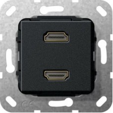 Розетка двойная HDMI Gira System 55 черный матовый 567210