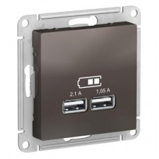 Механизм розетки USB ATLAS DESIGN 5В 1порт х 2.1А 2порта х 1.05А мокко SchE ATN000633