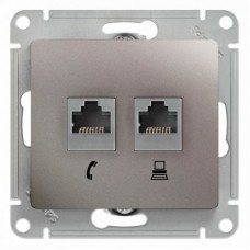 Механизм розетки 2-м Glossa RJ11+RJ45 кат.5е платина SchE GSL001285