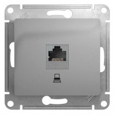 Механизм розетки комп. 1-м СП Glossa RJ45 CAT.5E алюм. SchE GSL000381K